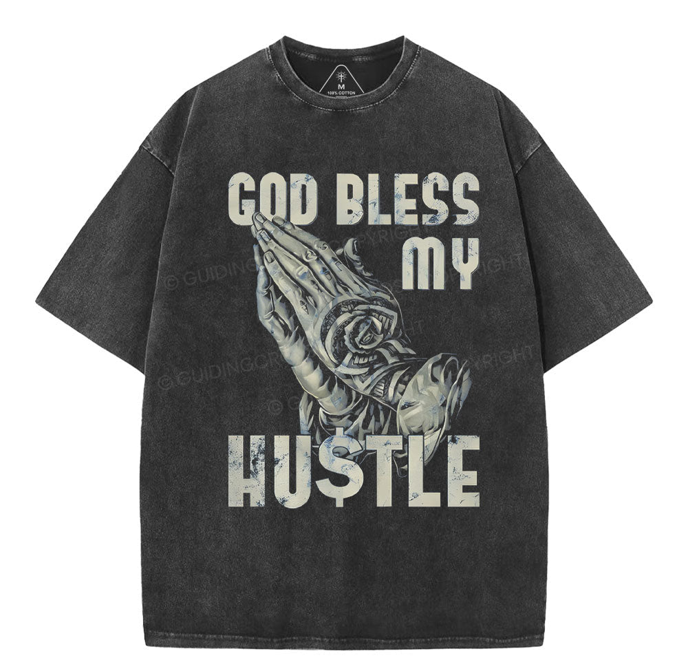 God Bless My Hustle Christian Washed T-Shirt Sale - GuidingCross