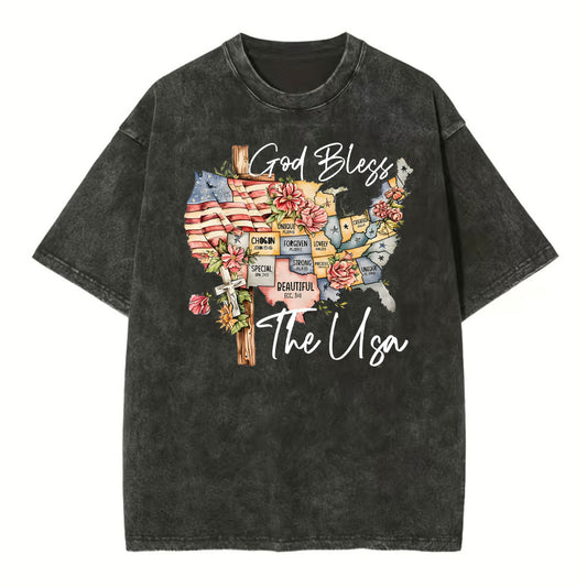 God Bless The USA Christian Washed T-Shirt Sale - GuidingCross