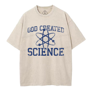 God Created Science Christian Washed T-Shirt Sale - GuidingCross