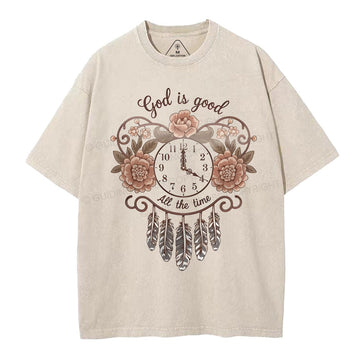 God Is Good All The Time Chrsitian Washed TShirt
