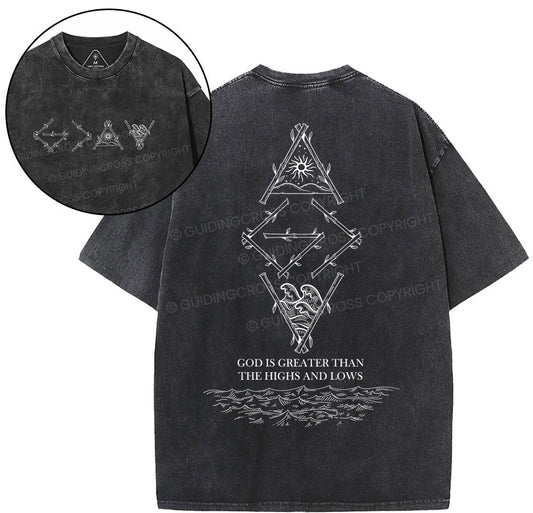 God Is Greater Than The Highd And Lows Nature Christian Washed T-Shirt Sale - GuidingCross