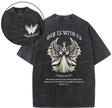 God Is With US Christian Washed TShirt