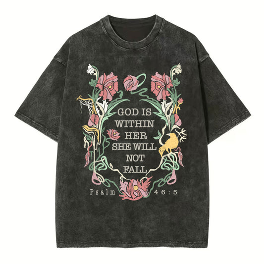 God Is Within Her She Will Not Fail Christian Washed T-Shirt Sale - GuidingCross