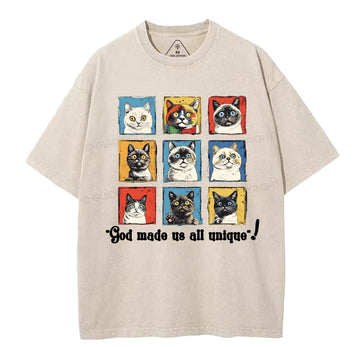God Made Us All Unique Christian Washed T-Shirt Sale - GuidingCross