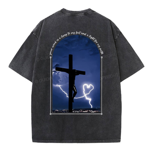God Word Is A Light For My Path Christian Washed T-Shirt Sale - GuidingCross