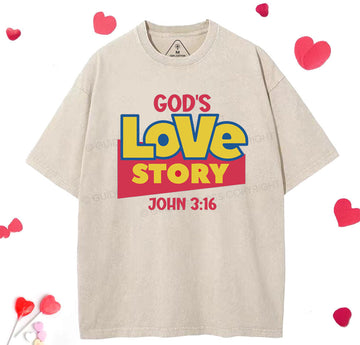 God's Love Story Christian Washed T-Shirt Sale - GuidingCross