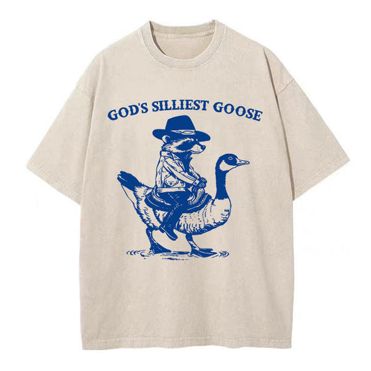 God's Silliest Goose Christian Washed T-Shirt Sale - GuidingCross