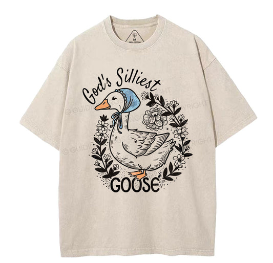 God‘s Silliest Goose Christian Washed T-Shirt Sale - GuidingCross