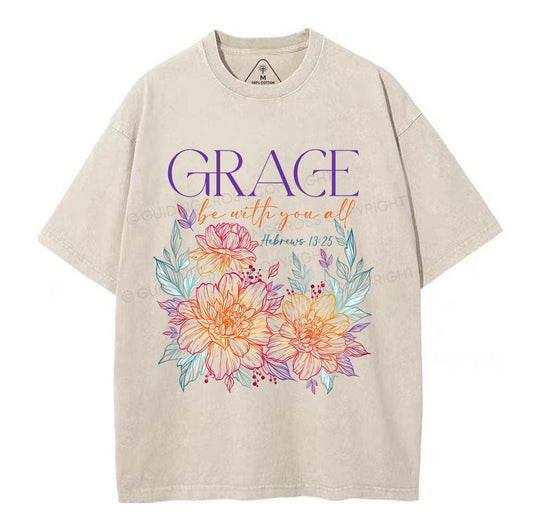 Grace Bw With You All Christian Washed TShirt