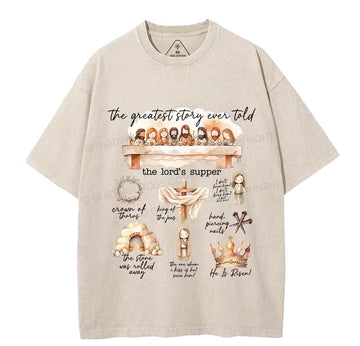 Greatest Story Ever Told Christian Washed T-Shirt Sale - GuidingCross