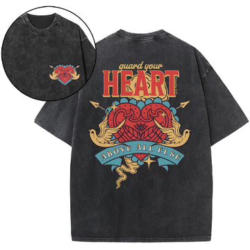 Guard Your Heart Christian Washed T-Shirt Sale - GuidingCross