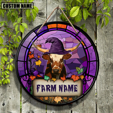 Uni Texas Longhorn Personalized Name Stained Glass Effect Metal Sign