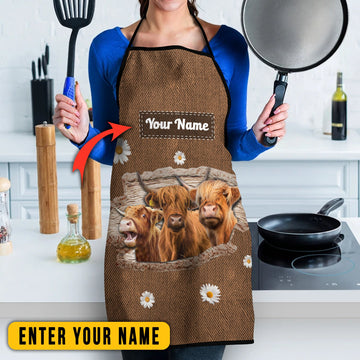 Uni Personalized Name Highland Happiness 3D Apron