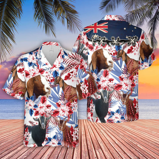 Unique Nubian Goat Lovers Australia Flag Hawaiian Flowers Hawaiian Shirt