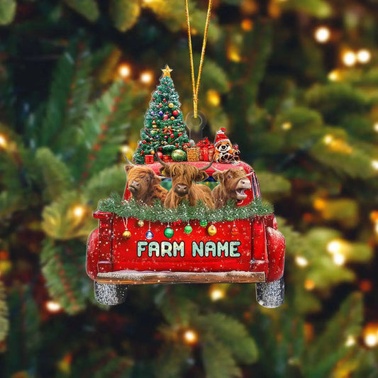 Uni Highland Christmas Car Custom Shape Acrylic Ornament