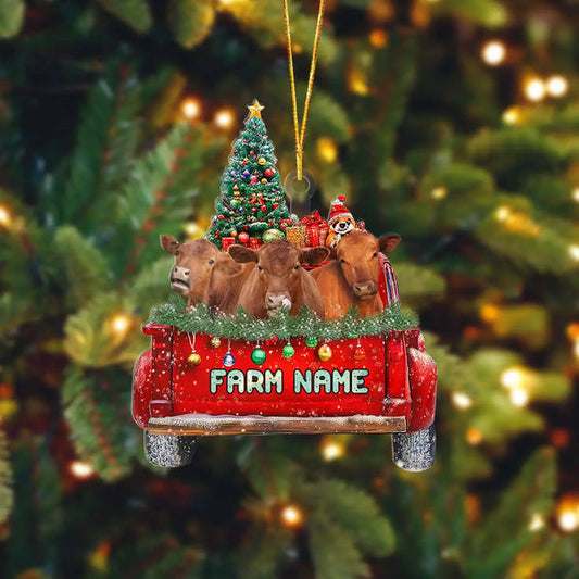Uni Red Angus Christmas Car Custom Shape Acrylic Ornament