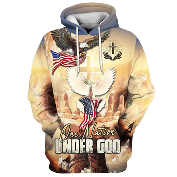 Uni Hand Jesus One Nation Under God 3D Hoodie