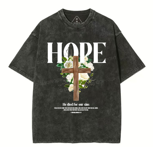 He Died For Our Sins Christian Washed T-Shirt Sale - GuidingCross
