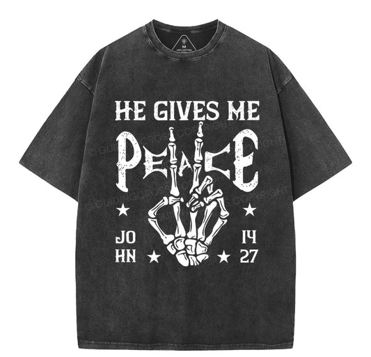 He Gives Me Peace Christian Washed T-Shirt Sale - GuidingCross