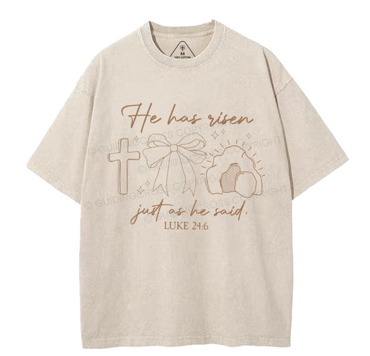He Has Risen Christian Washed TShirt