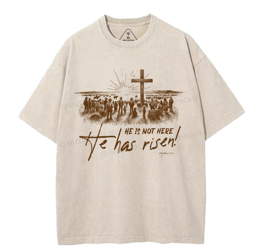 He Has Risen Christian Washed T-Shirt Sale - GuidingCross