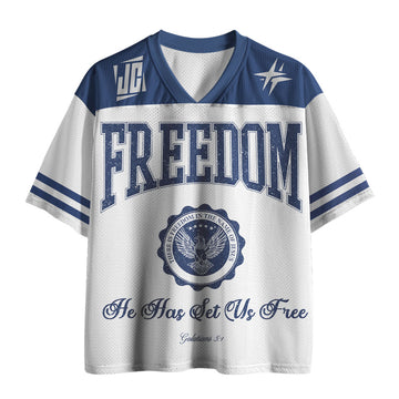 UniJames He Has Set Us Free Christian White Mesh Jersey