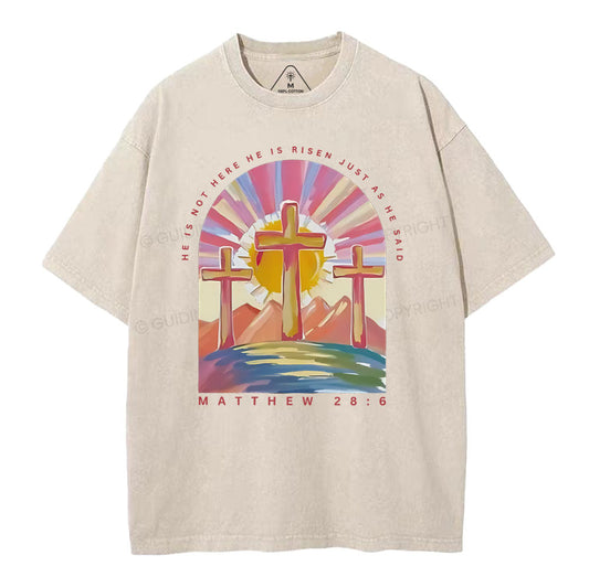He Is Not Here Christian Washed T-Shirt Sale - GuidingCross