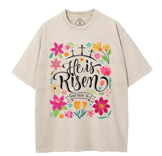 He Is Risen' Christian Washed TShirt