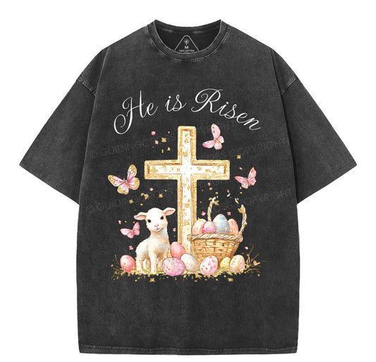 He Is Risen Christian Washed TShirt