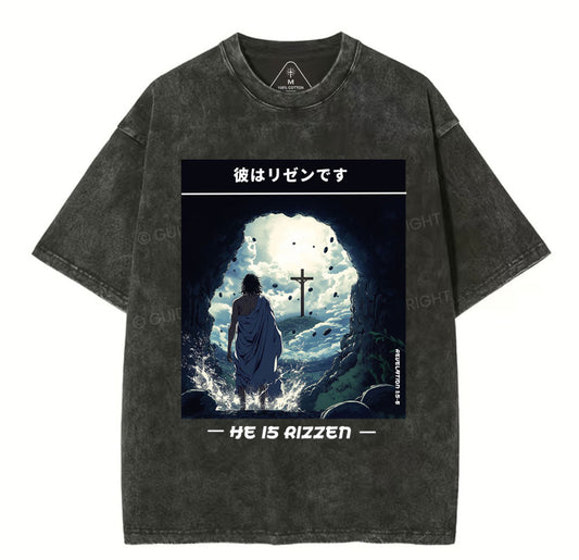 He Is Rizzen Chirstian Washed TShirt