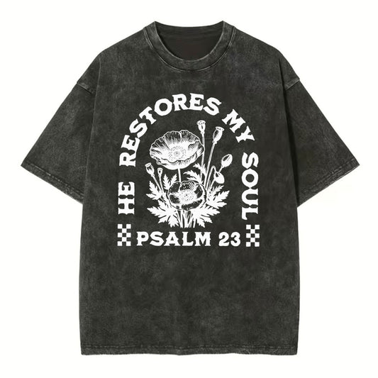 He Restores My Soul Christian Washed TShirt