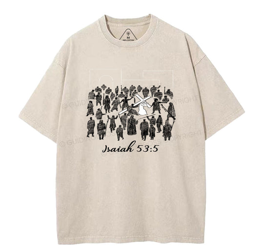 He Was Crushed For Our Iniquities Christian Washed T-Shirt Sale - GuidingCross
