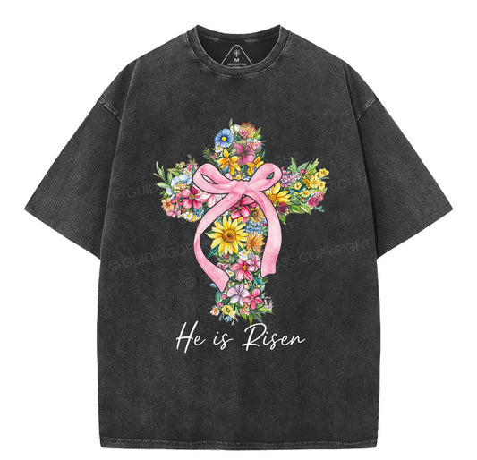 He Is Risen Christian Washed TShirt