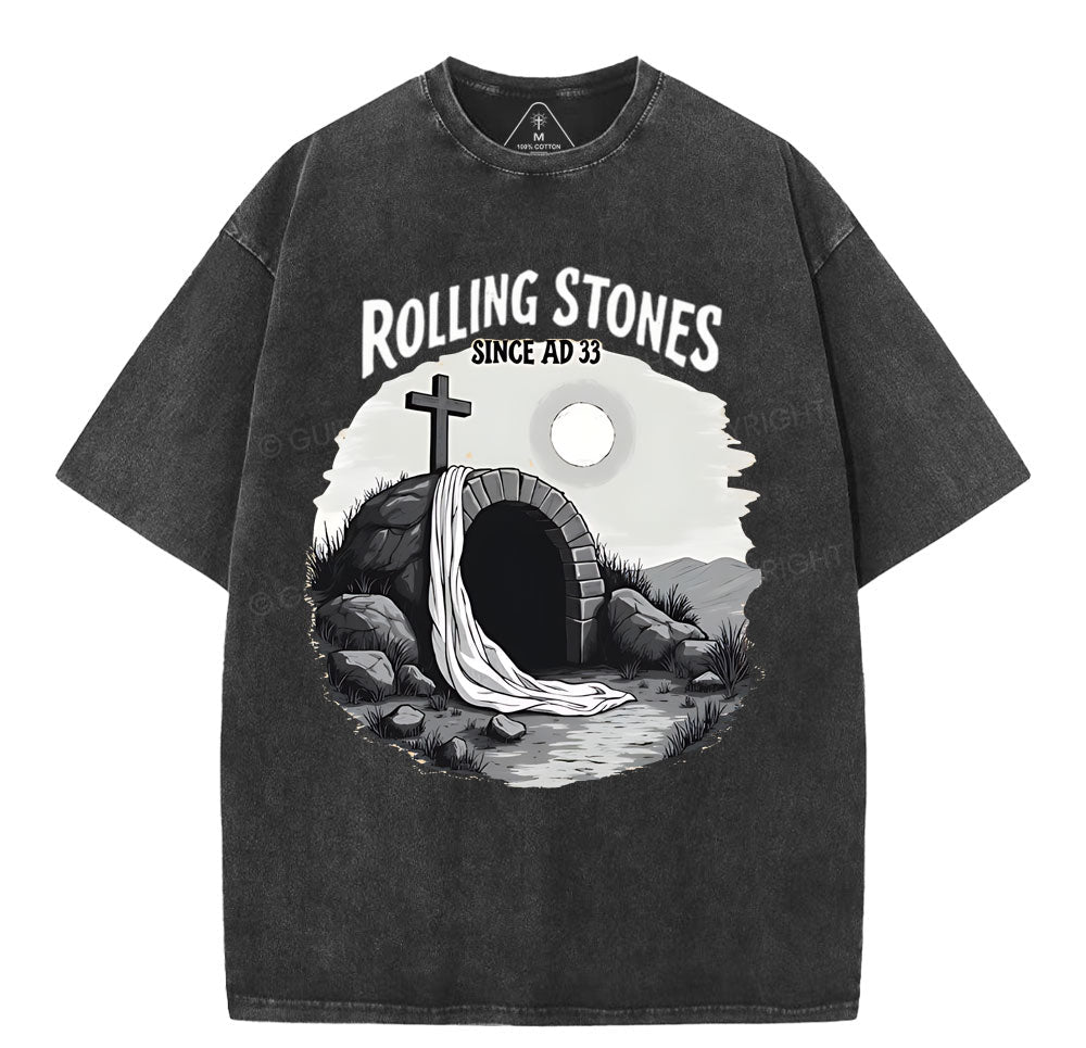 He is Risen Rolling Stones Christian Washed TShirt
