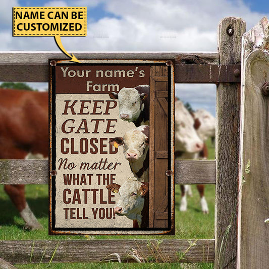 uni Customized Name HEREFORD CATTLE LOVERS KEEP GATE CLOSED All Printed 3D Metal Sign