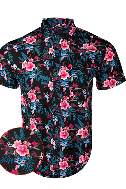 UniJames Comfort Hibiscus (Tropics) Button Down For Men