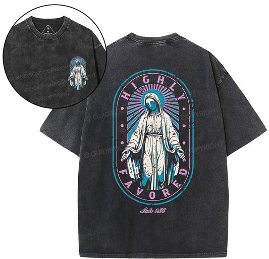Highly Favored Christian Washed T-Shirt Sale - GuidingCross
