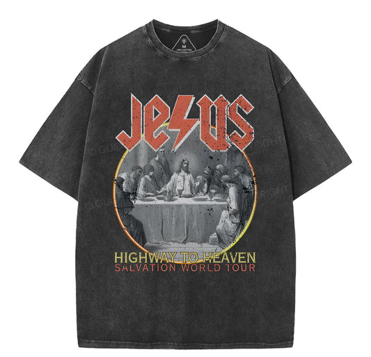 Highway To Heavem Christian Washed TShirt