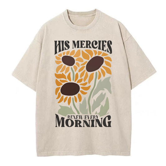 His Mercies Renew Every Morning Christian Washed T-Shirt Sale - GuidingCross
