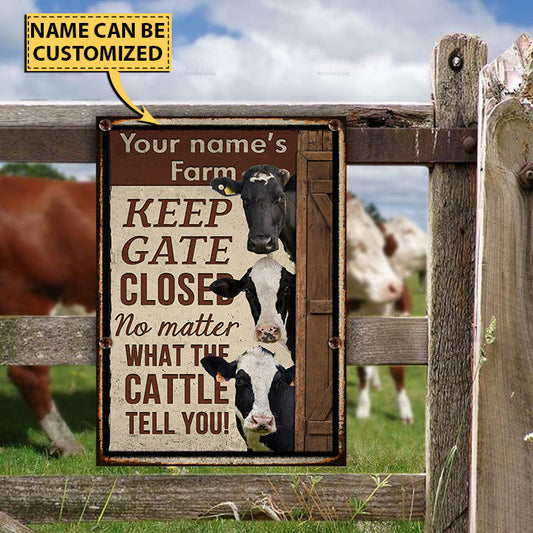 uni Customized Name HOLSTEIN CATTLE LOVERS KEEP GATE CLOSED All Printed 3D Metal Sign