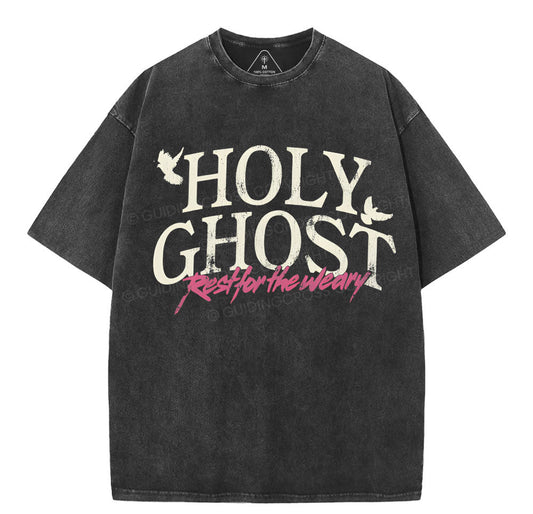 Holy Ghost Christian Washed T-Shirt Sale - GuidingCross