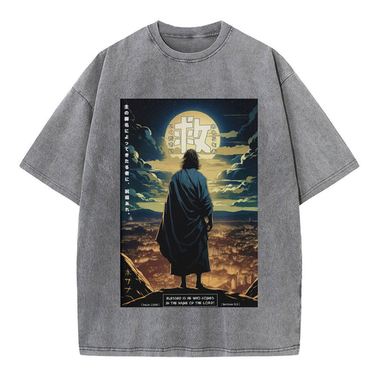Blessed Is He Jesus Christian Washed TShirt