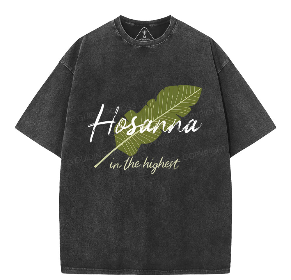 Hosanna in the Highest Palm Sunday Christian Washed T-Shirt Sale - GuidingCross