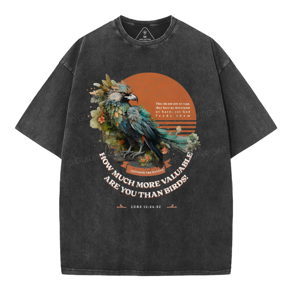 How Much More Valuable Are You Than Birds Christian Washed T-Shirt Sale - GuidingCross