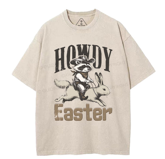 Howdy Easter Chrsitian Washed TShirt