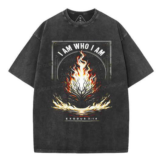 I Am Who I Am Christian Washed T-Shirt Sale - GuidingCross