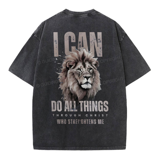 I Can Do All Thing Christian Washed T-Shirt Sale - GuidingCross