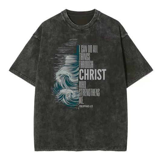 I Can Do All Things Christ Who Strengthens Me Christian Washed TShirt