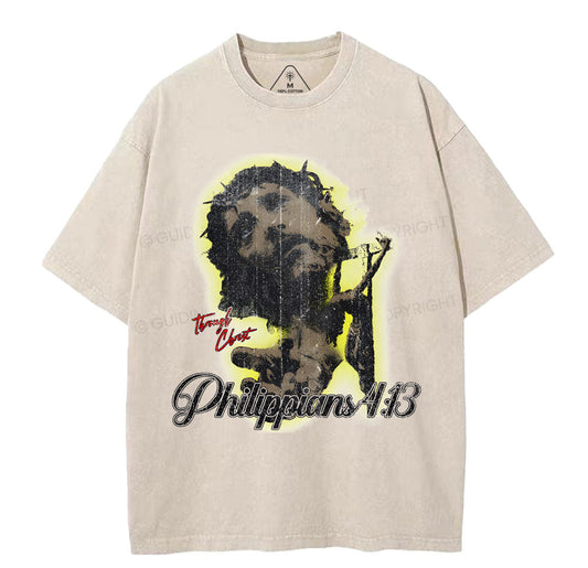 I Can Do All Things Though Christ Christian Washed TShirt