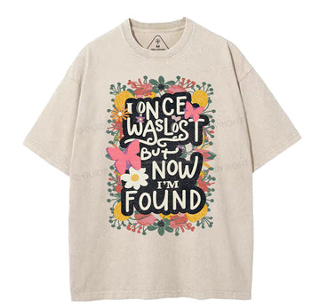 I Once Was Lost Christian Washed T-Shirt Sale - GuidingCross